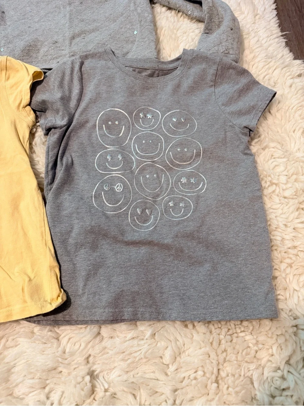 GAP Kids Yellow Logo Tee + Gray Smiley and Sparkle Tops - 3-Pack
